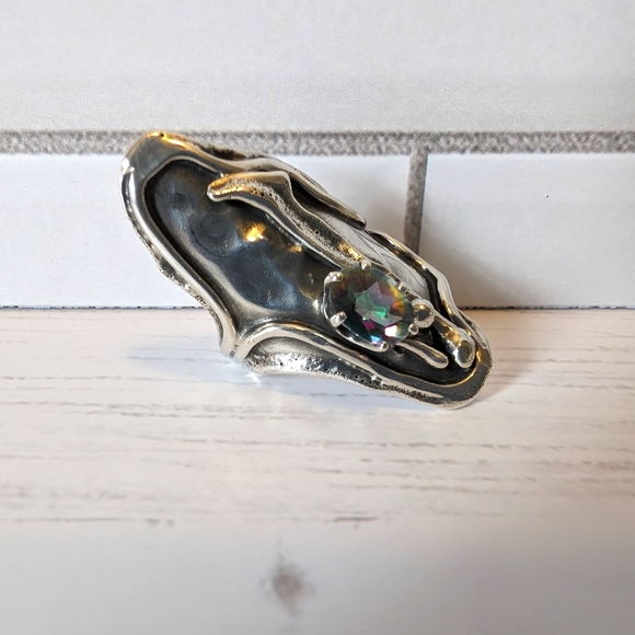 Vintage Sterling Silver Handmade Mystic Topaz womens ring - Picture 10 of 12